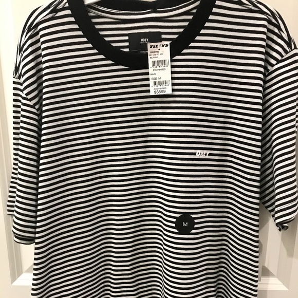 OBEY- Apex Striped Crew Sk8R Shirt (NWT) - Picture 10 of 15